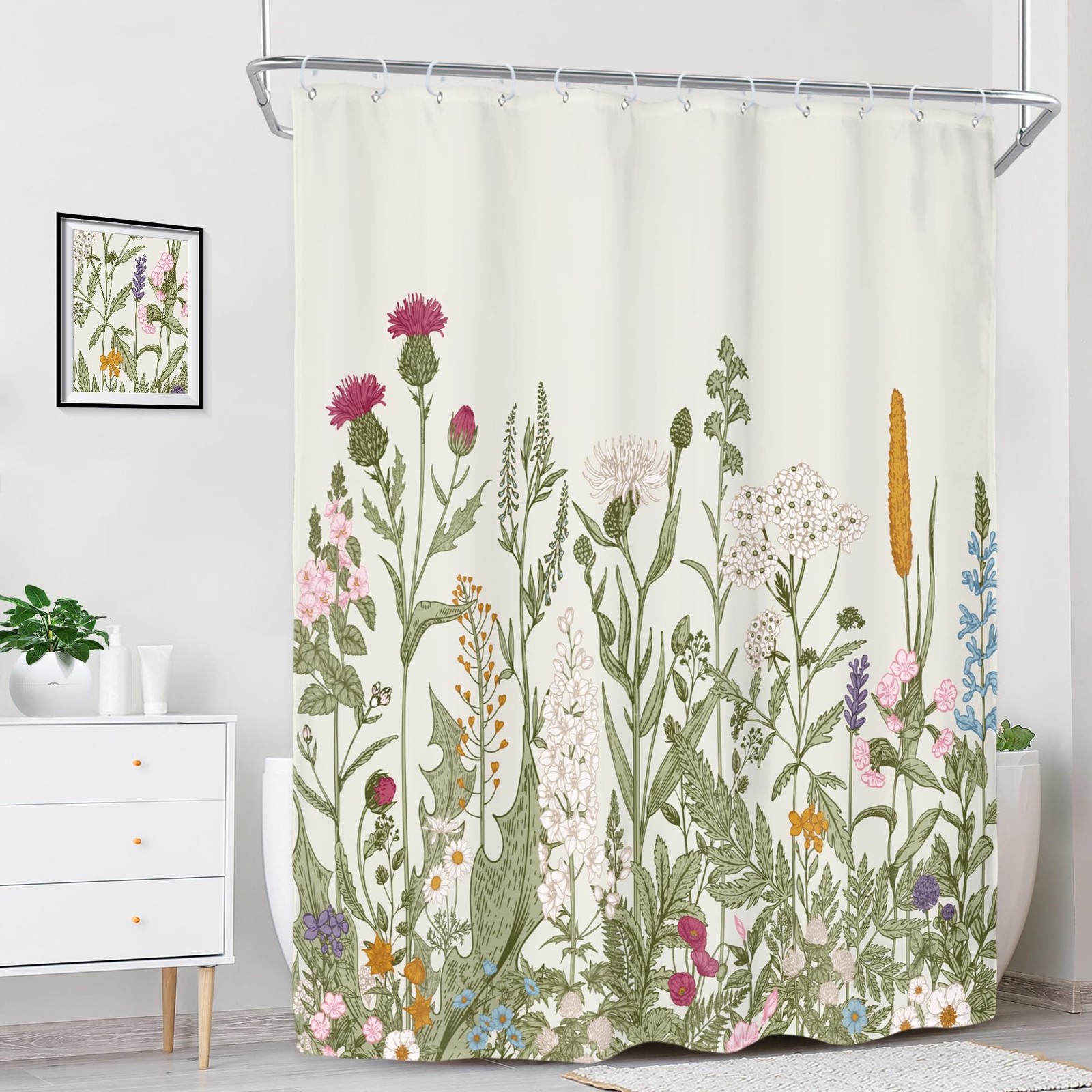 Custom Printed Bath Curtain — custom printed polyester bath curtain detail view