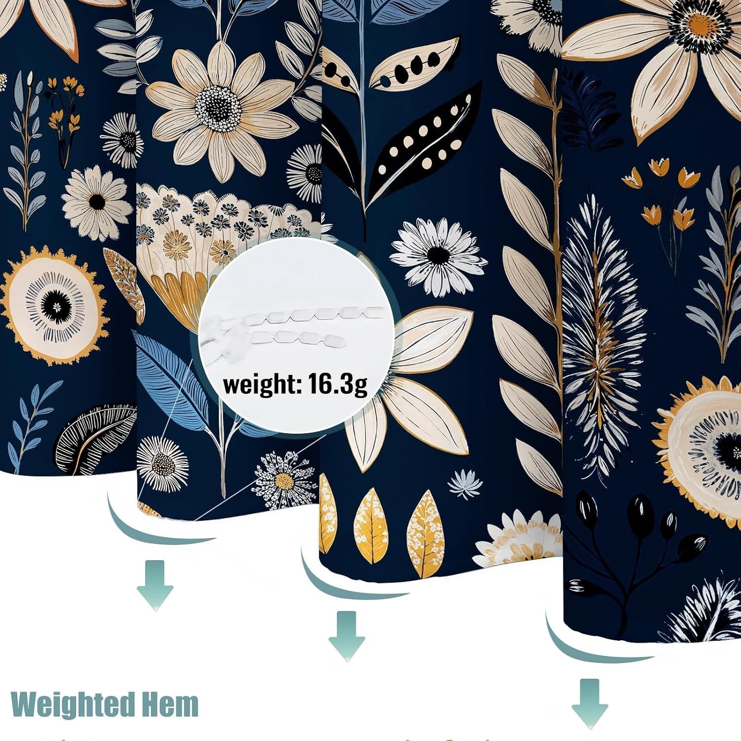 Custom Printed Bath Curtain — custom printed polyester bath curtain detail view