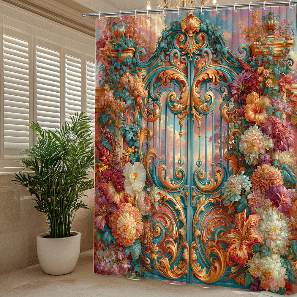 Custom Printed Bath Curtain — custom printed polyester bath curtain detail view