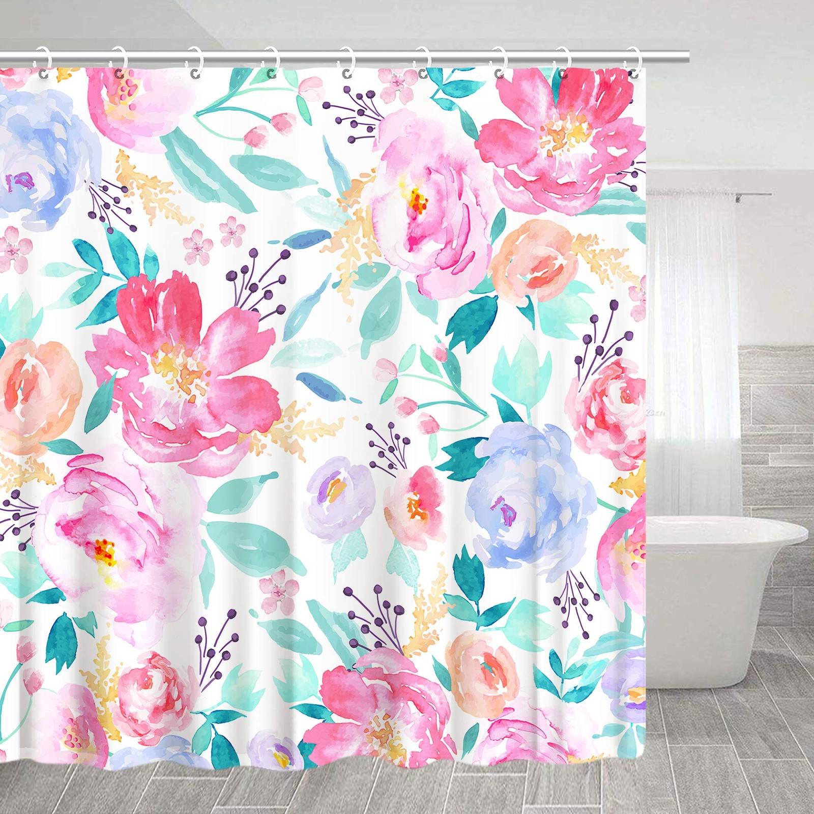 Custom Printed Bath Curtain — custom printed polyester bath curtain detail view