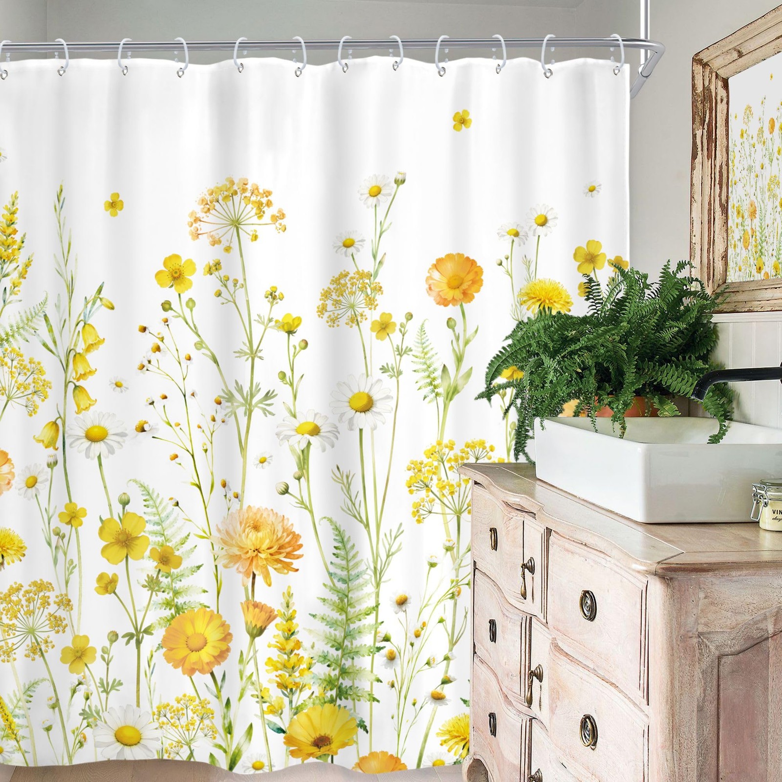 Custom Printed Bath Curtain — custom printed polyester bath curtain detail view