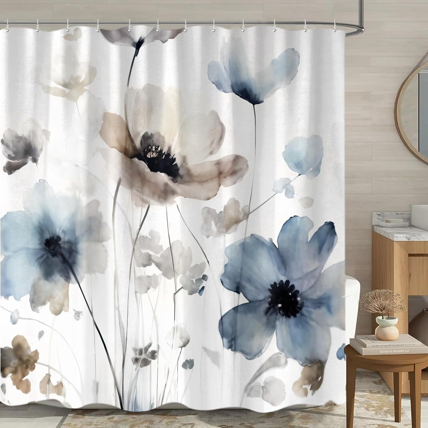 Custom Printed Bath Curtain — custom printed polyester bath curtain detail view