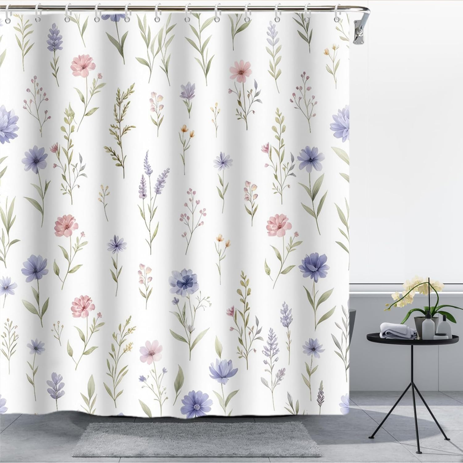 Custom Printed Bath Curtain — custom printed polyester bath curtain detail view