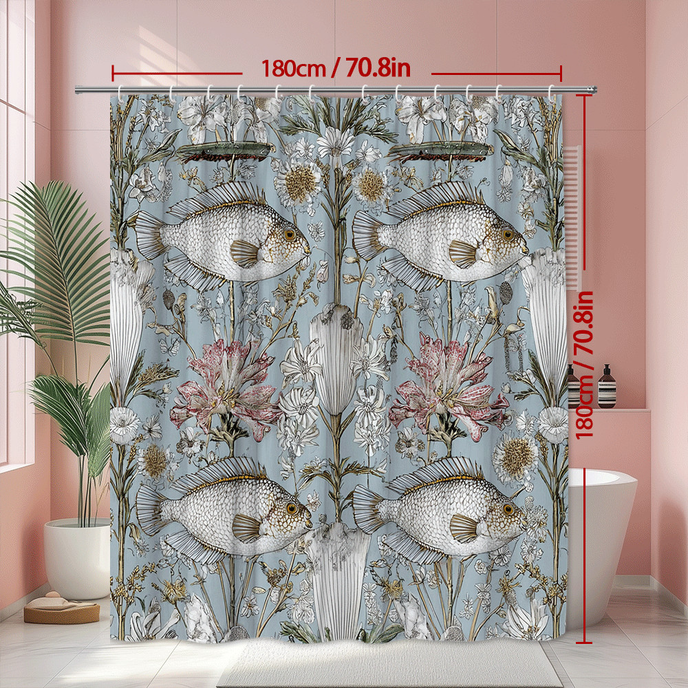 Custom Printed Bath Curtain — custom printed polyester bath curtain detail view