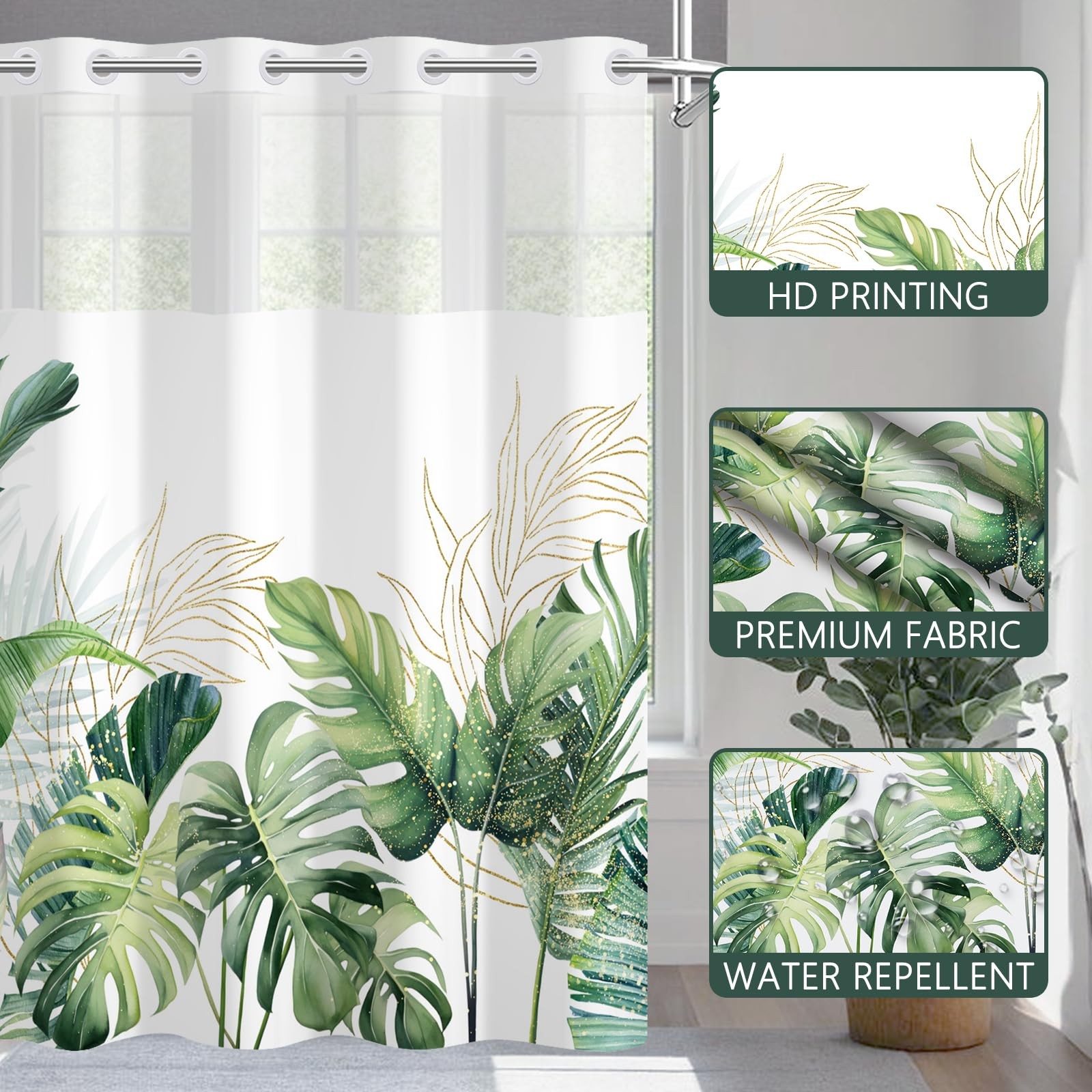 Custom Printed Bath Curtain — custom printed polyester bath curtain detail view