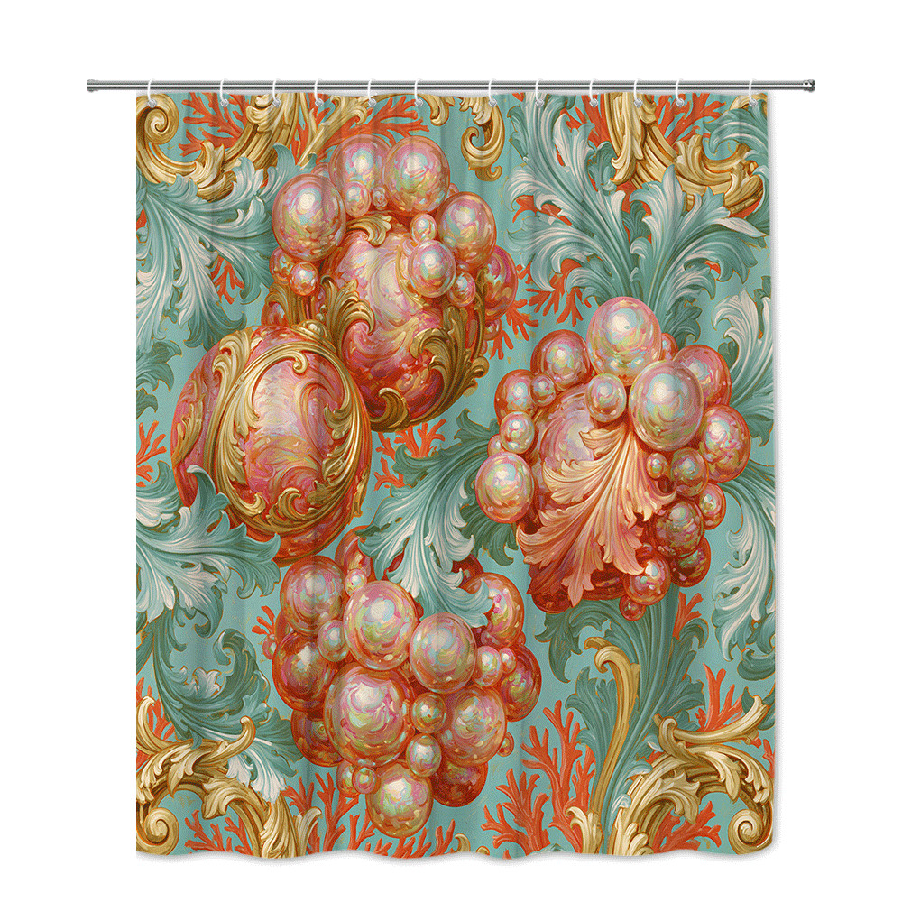Custom Printed Bath Curtain — custom printed polyester bath curtain detail view