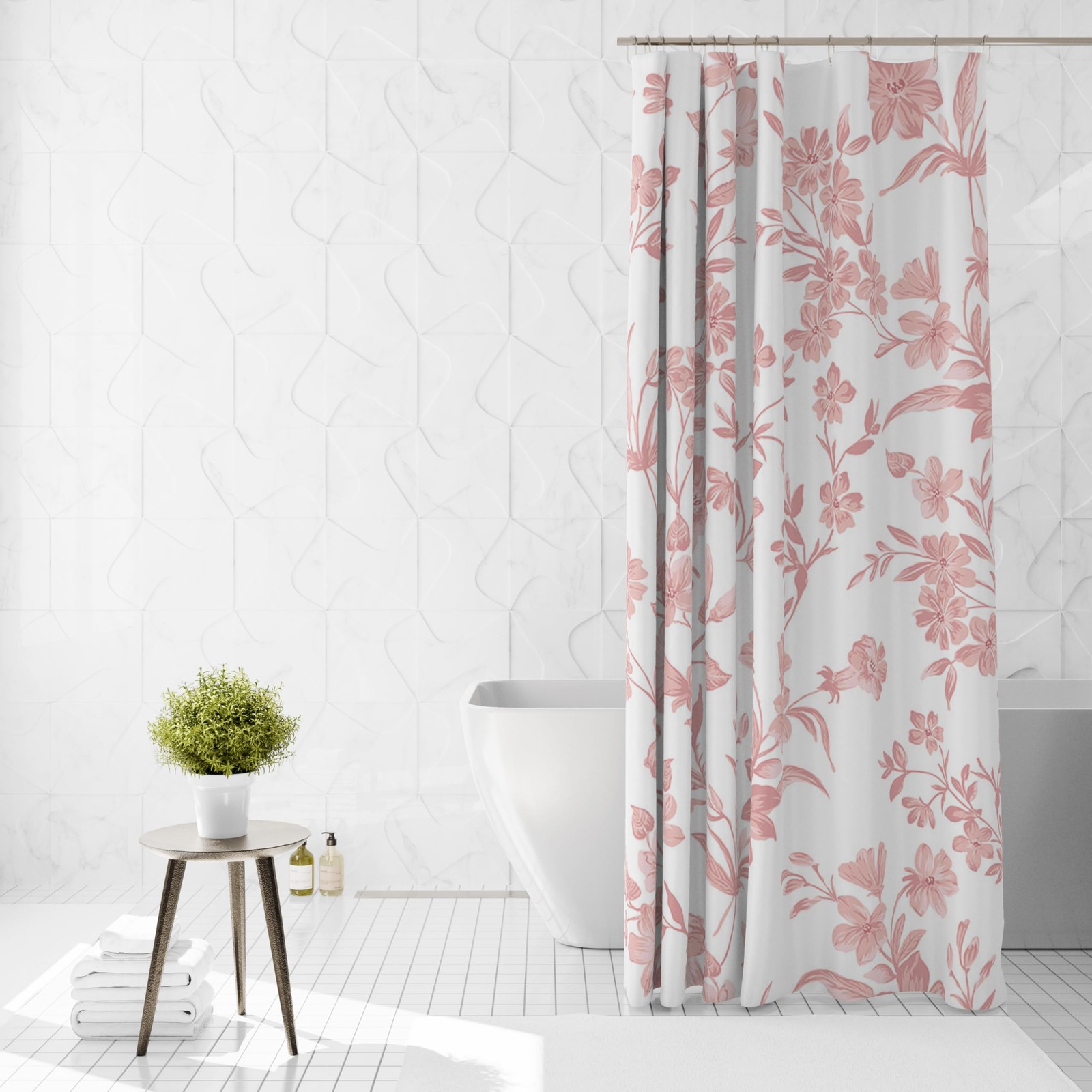 Custom Printed Bath Curtain — custom printed polyester bath curtain detail view