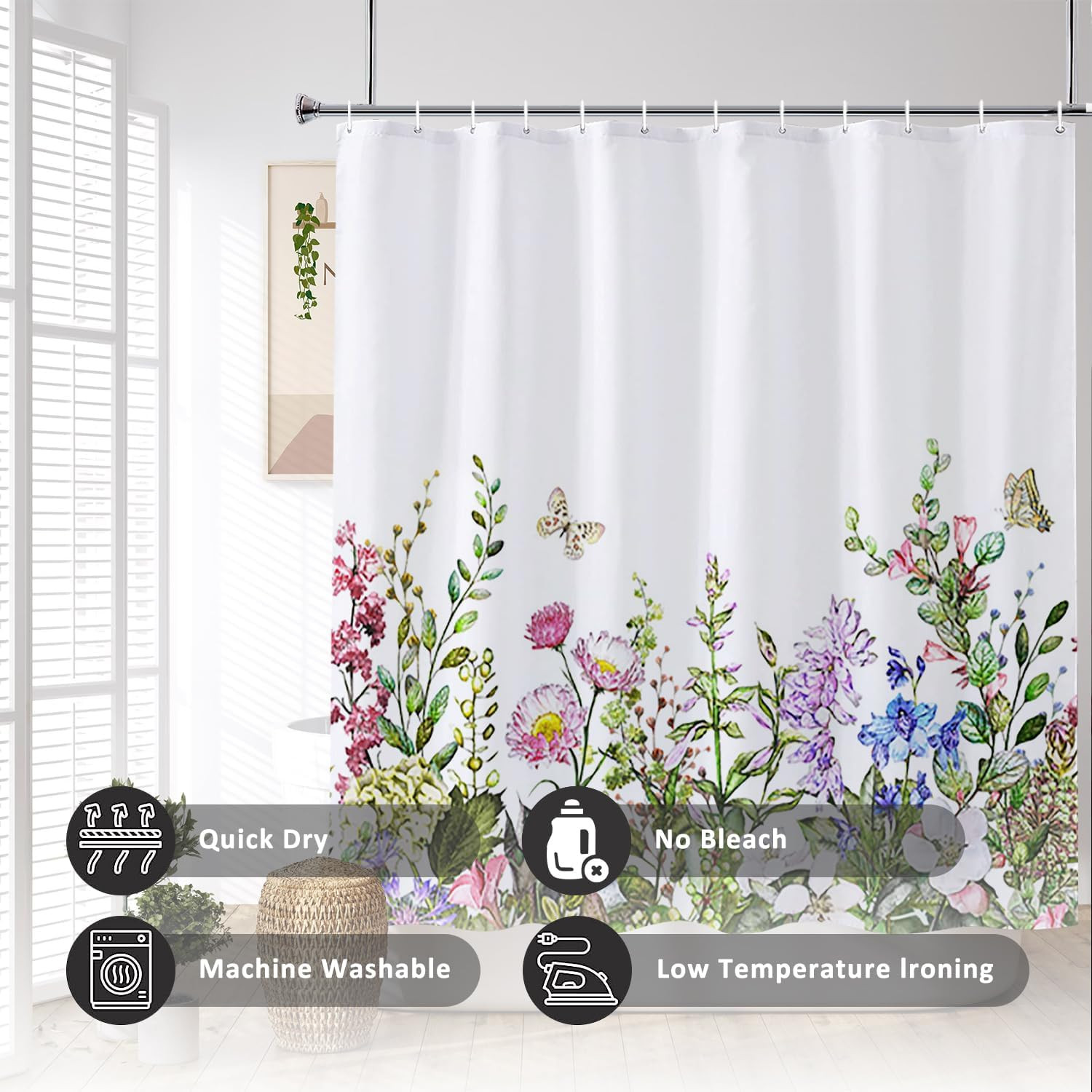 Custom Printed Bath Curtain — custom printed polyester bath curtain detail view