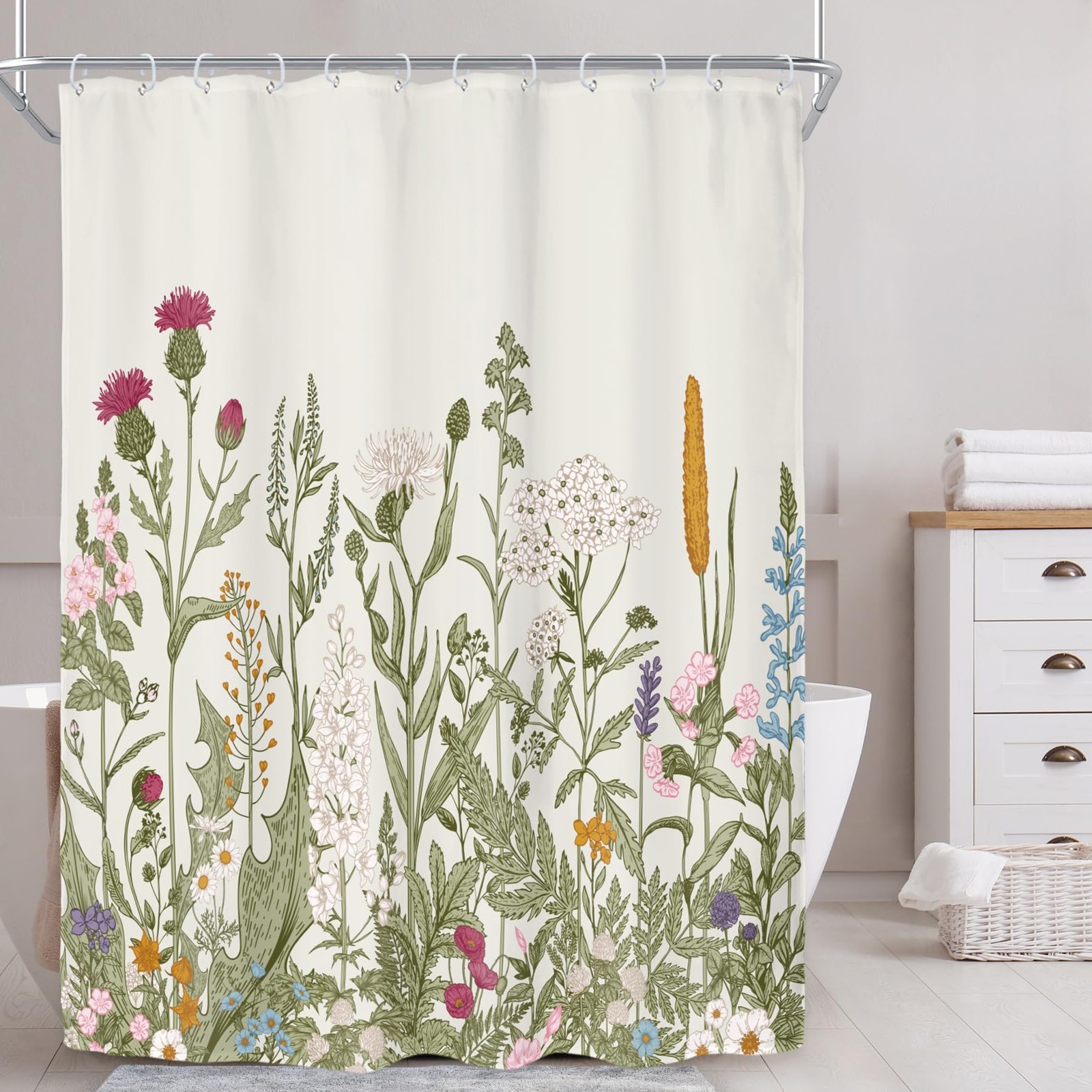 Custom Printed Bath Curtain — custom printed polyester bath curtain detail view