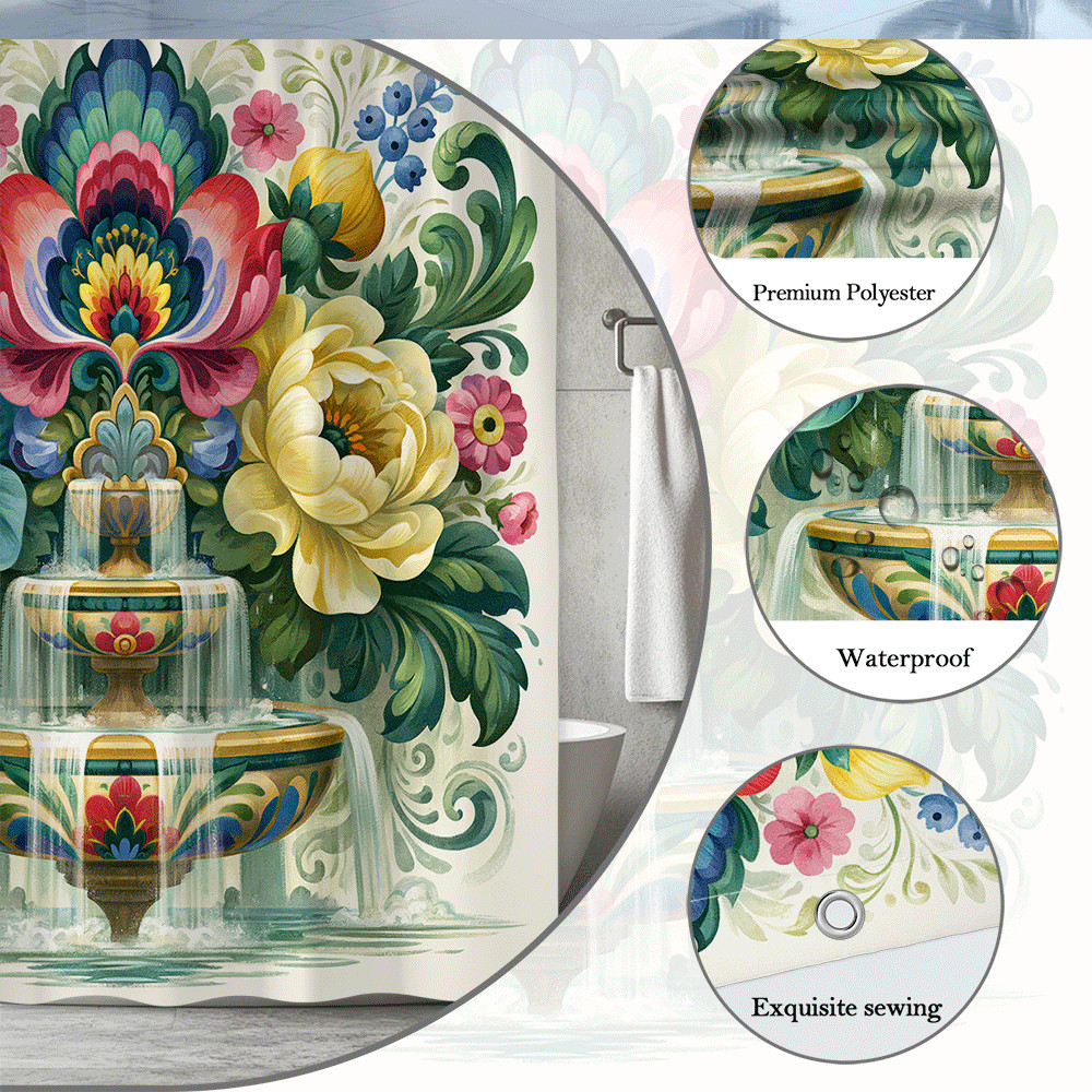 Custom Printed Bath Curtain — custom printed polyester bath curtain detail view