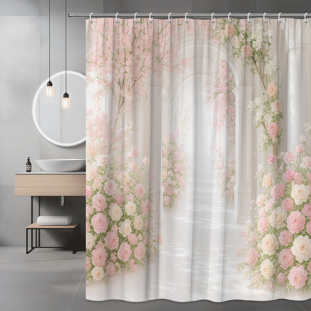 Custom Printed Bath Curtain — custom printed polyester bath curtain