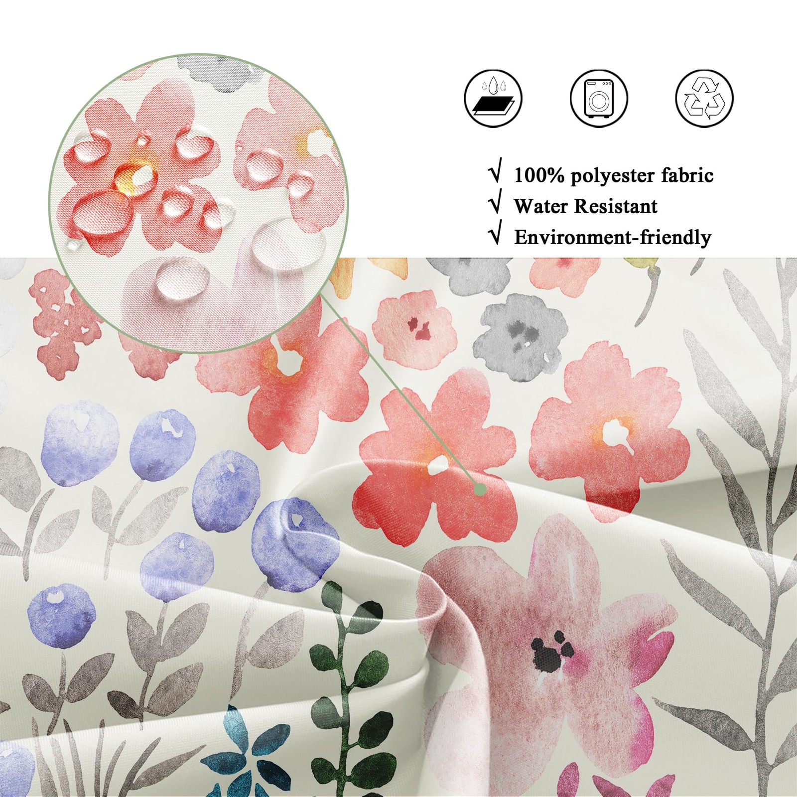 Custom Printed Bath Curtain — custom printed polyester bath curtain detail view