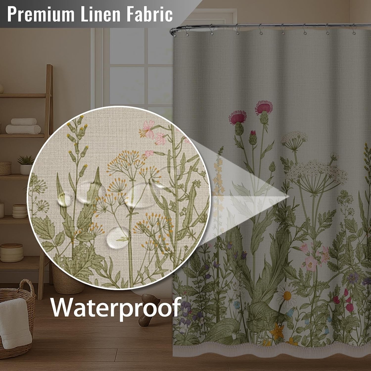 Custom Printed Bath Curtain — custom printed polyester bath curtain detail view