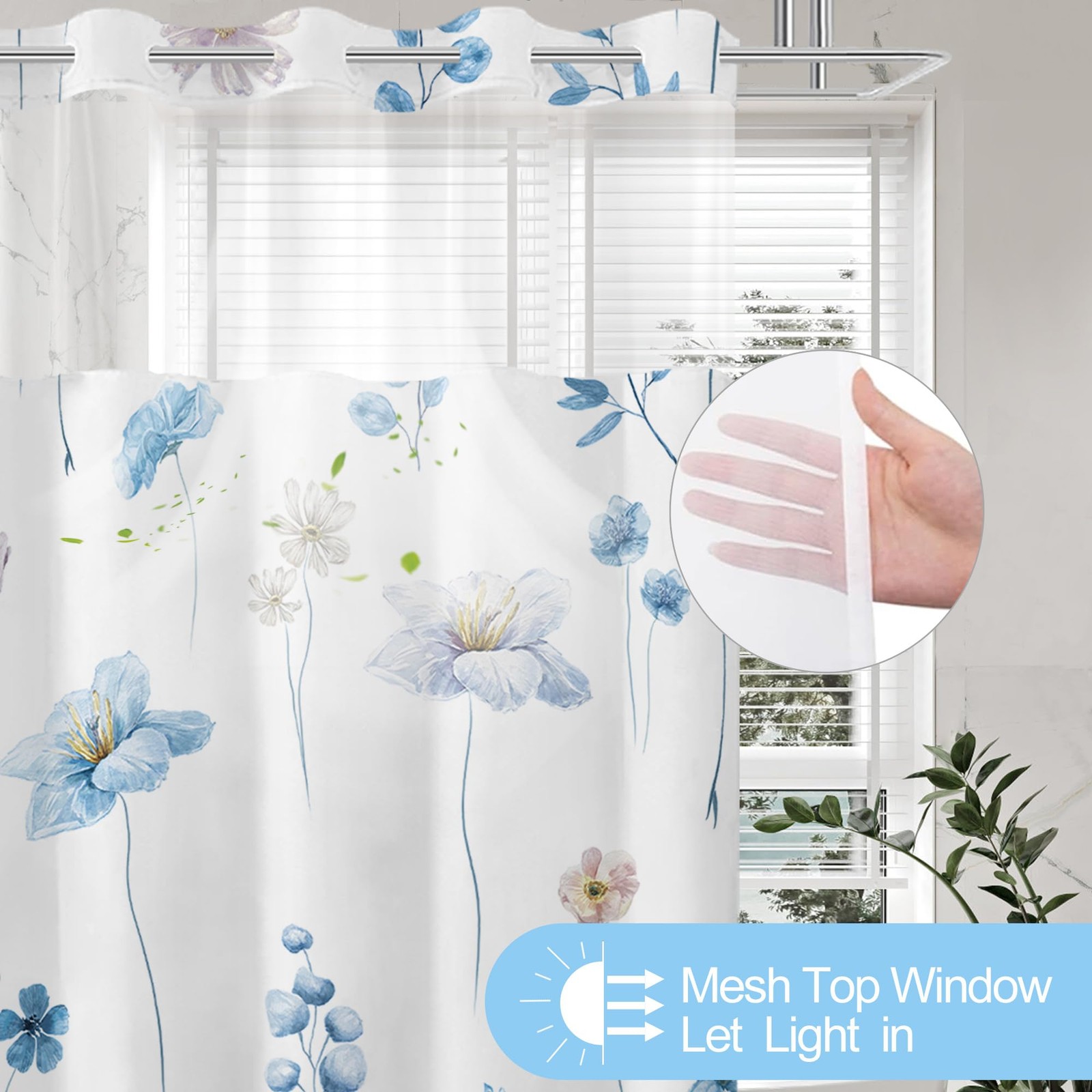 Custom Printed Bath Curtain — custom printed polyester bath curtain detail view
