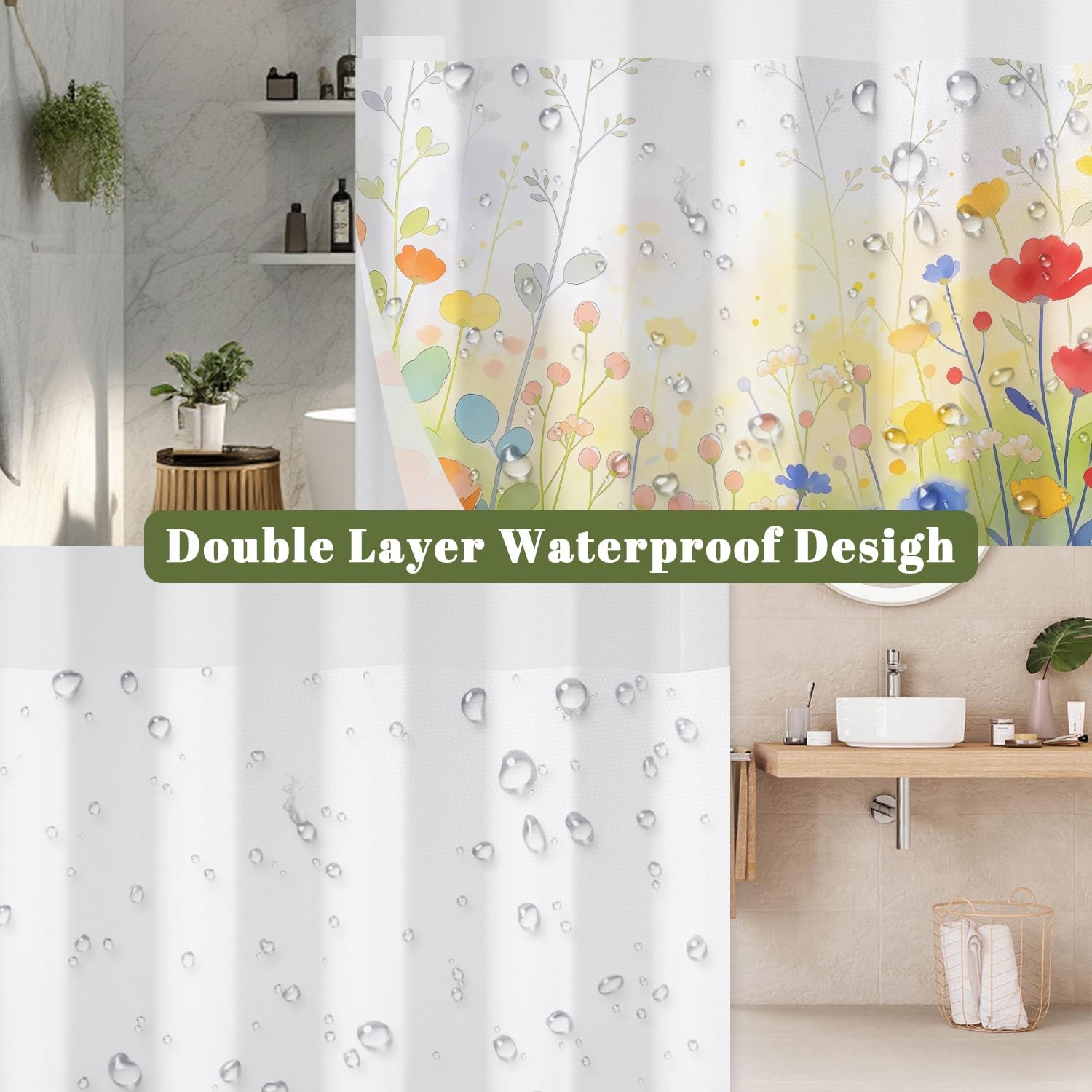 Custom Printed Bath Curtain — custom printed polyester bath curtain detail view