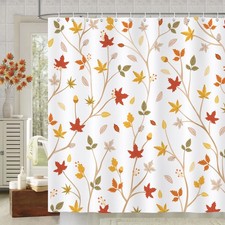 Autumn Fall Maple Leaves Waterproof Fabric Bathroom Shower Curtain 72x72 — custom printed polyester bath curtain