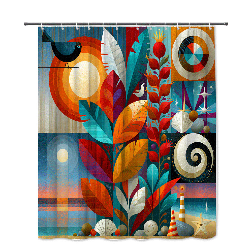 Custom Printed Bath Curtain — custom printed polyester bath curtain detail view