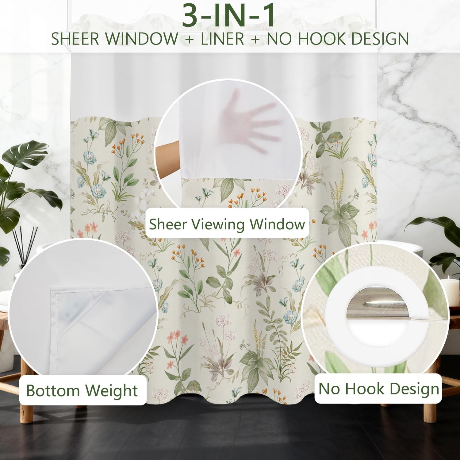Custom Printed Bath Curtain — custom printed polyester bath curtain detail view
