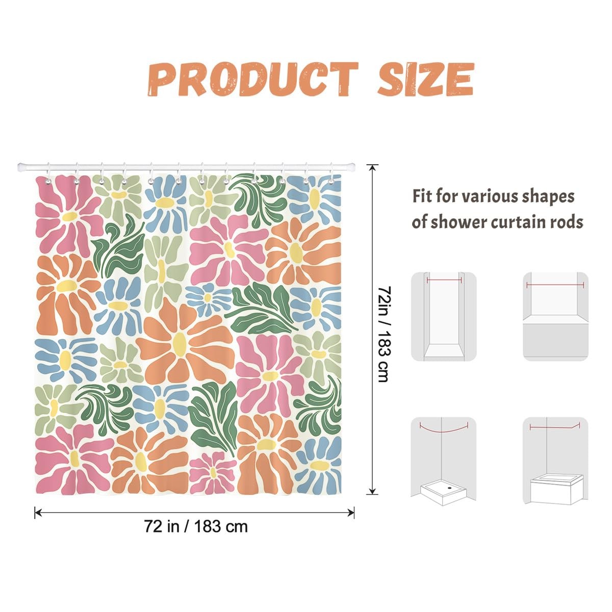 Custom Printed Bath Curtain — custom printed polyester bath curtain detail view