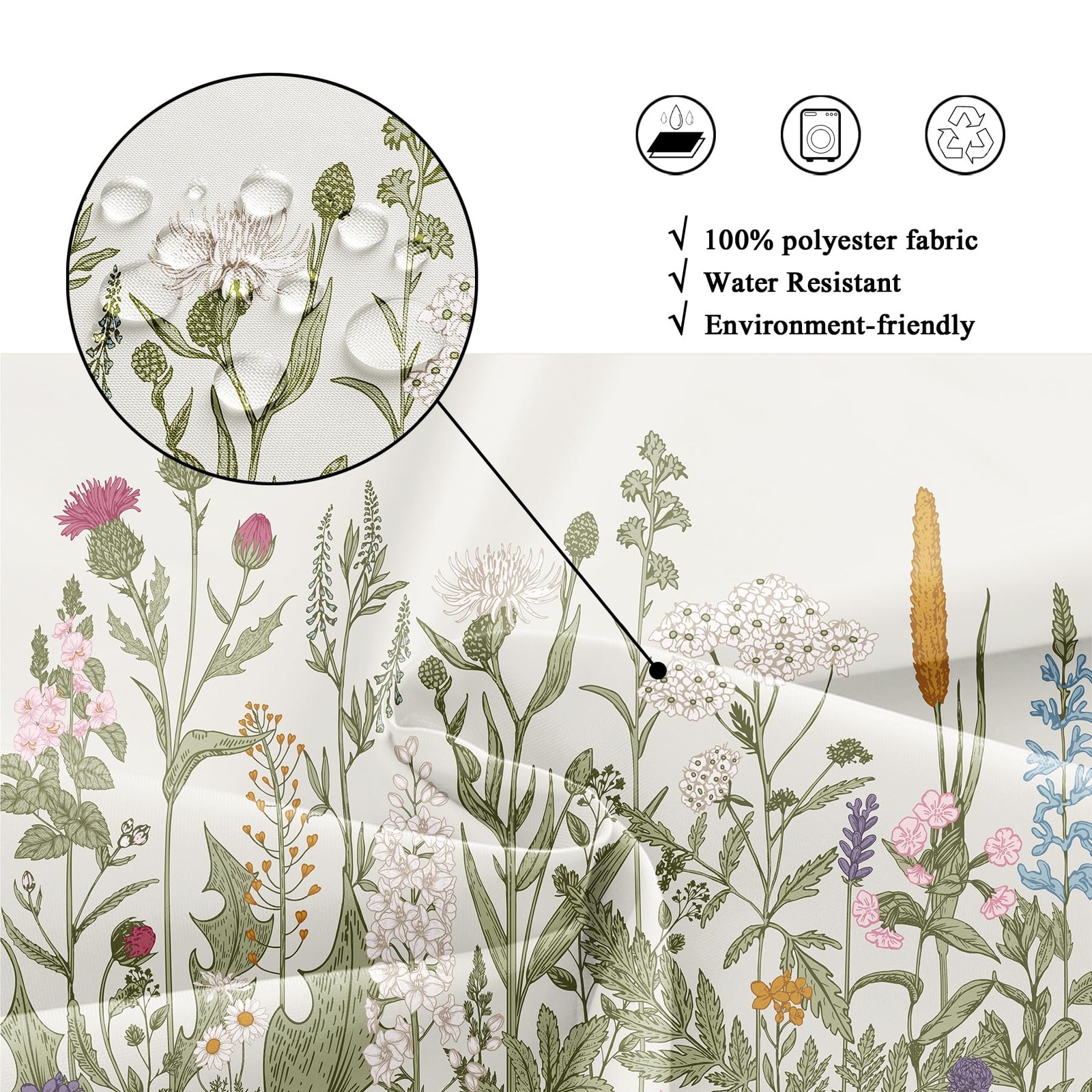 Custom Printed Bath Curtain — custom printed polyester bath curtain detail view