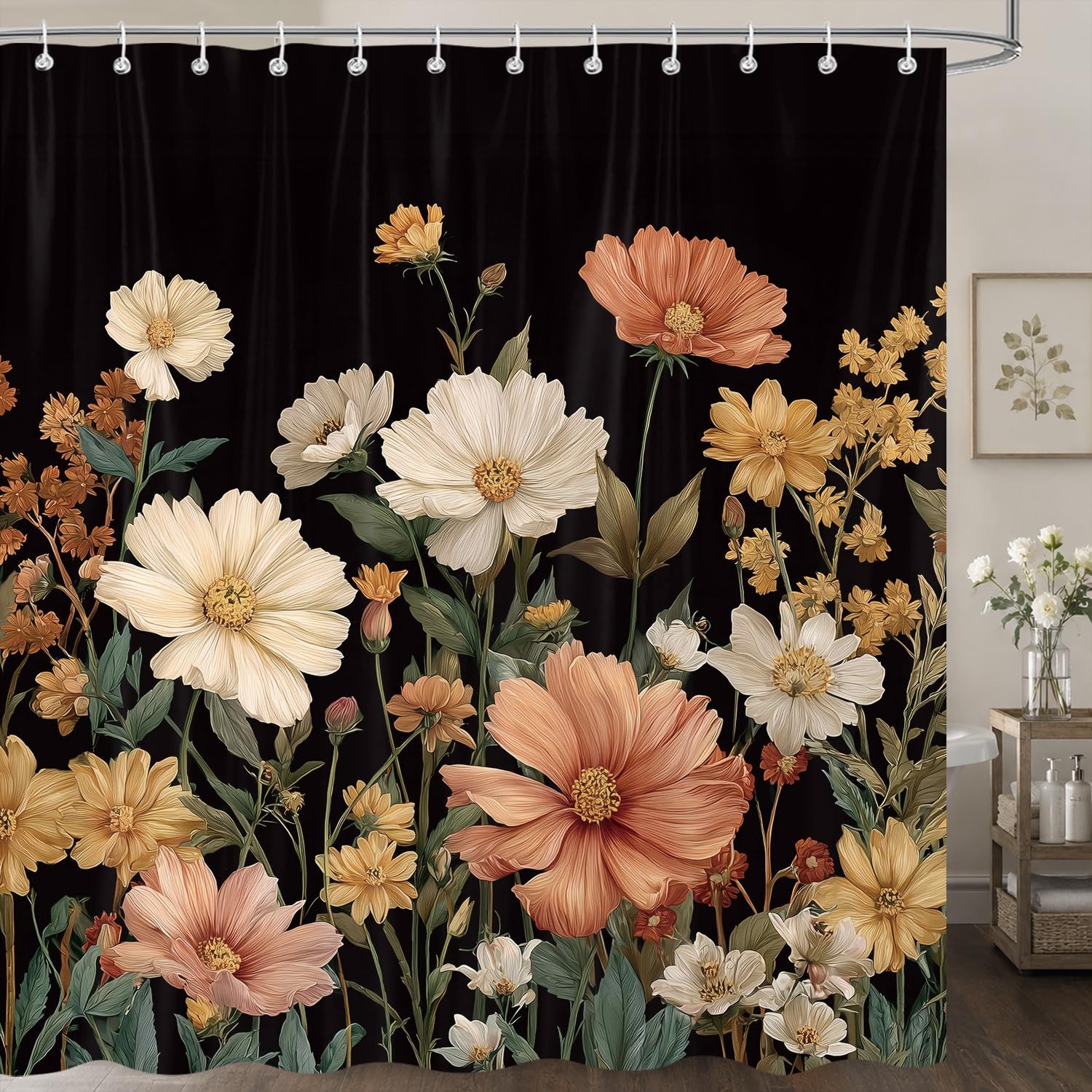 Custom Printed Bath Curtain — custom printed polyester bath curtain detail view