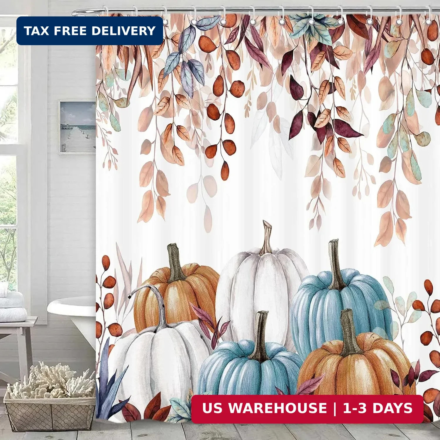 Custom Printed Bath Curtain — custom printed polyester bath curtain detail view