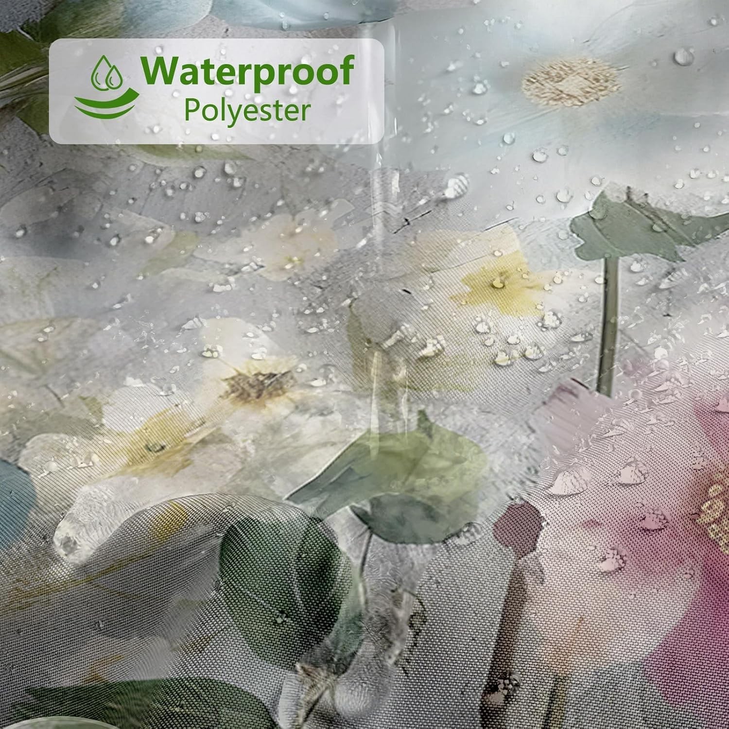 Custom Printed Bath Curtain — custom printed polyester bath curtain detail view