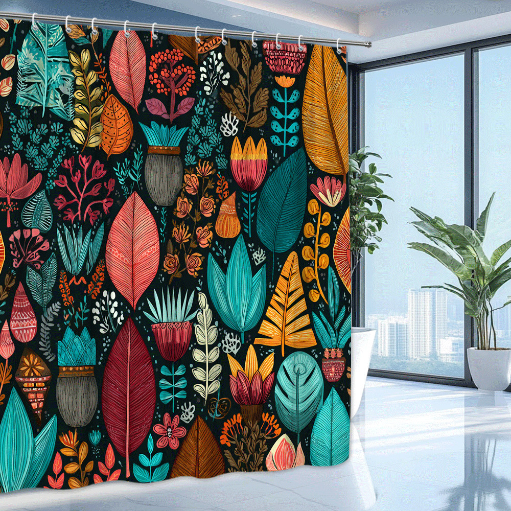 Custom Printed Bath Curtain — custom printed polyester bath curtain detail view