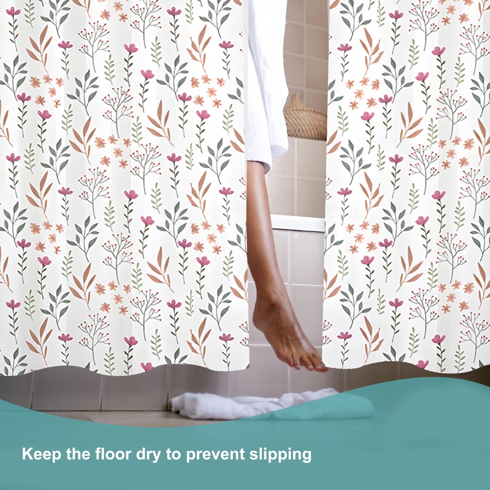 Custom Printed Bath Curtain — custom printed polyester bath curtain detail view