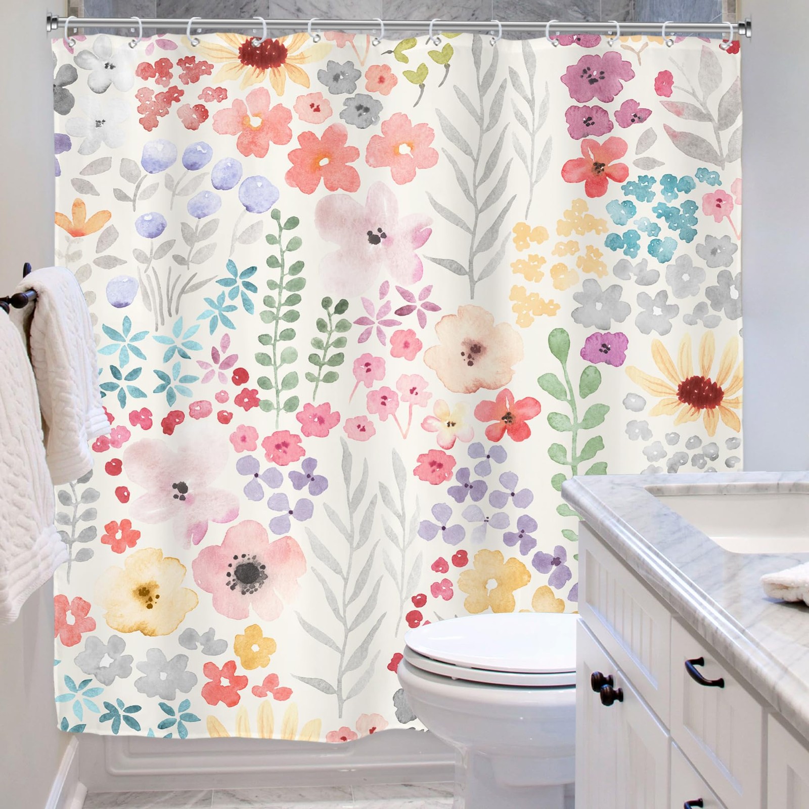 Custom Printed Bath Curtain — custom printed polyester bath curtain detail view