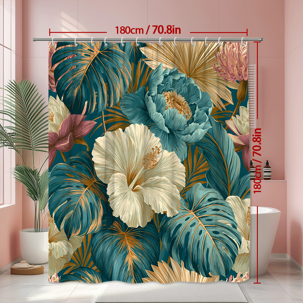 Custom Printed Bath Curtain — custom printed polyester bath curtain detail view