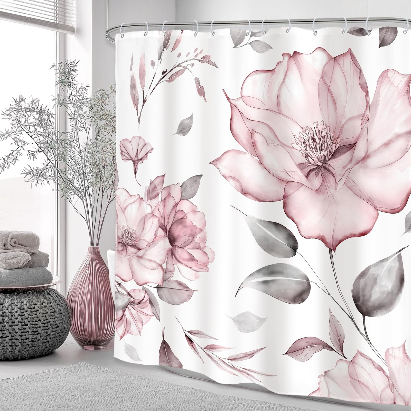 Custom Printed Bath Curtain — custom printed polyester bath curtain detail view