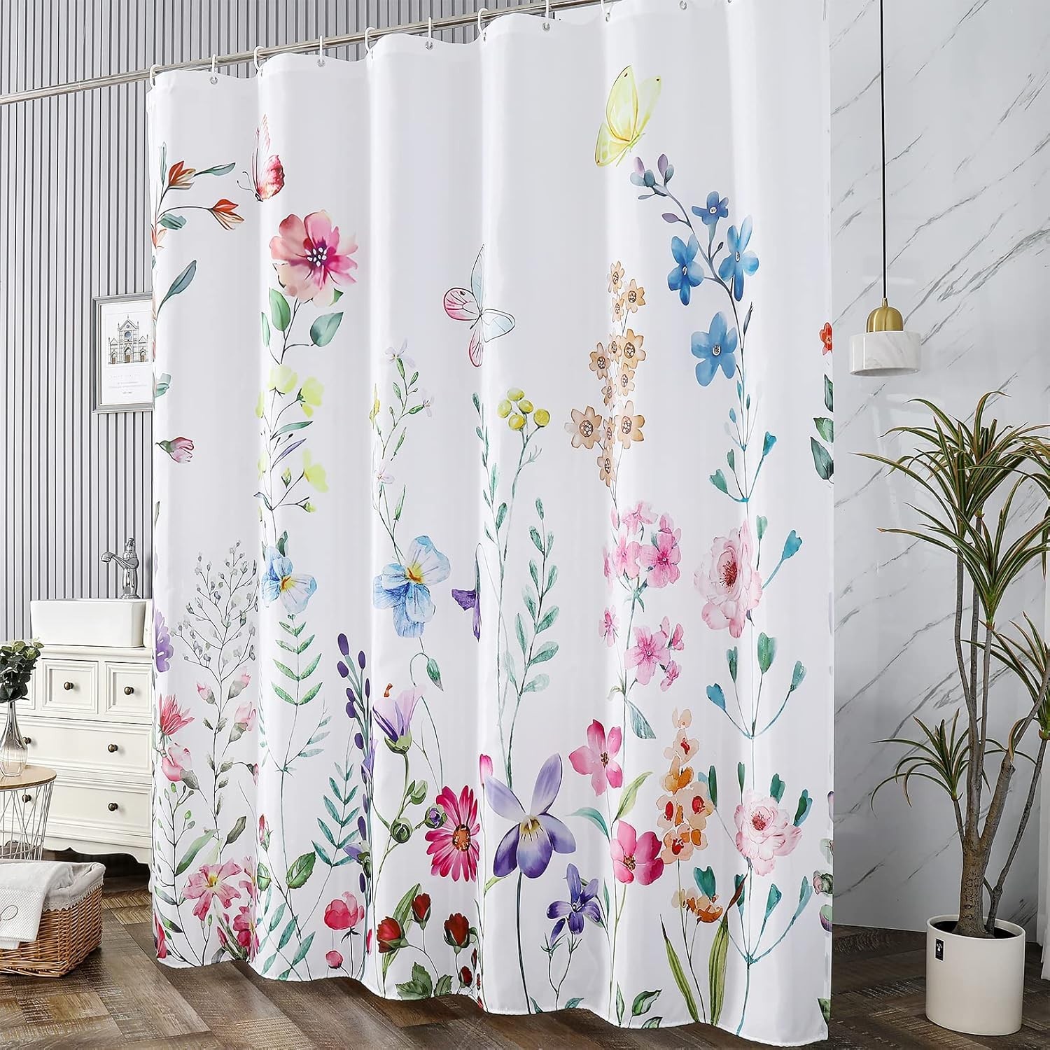 Custom Printed Bath Curtain — custom printed polyester bath curtain detail view