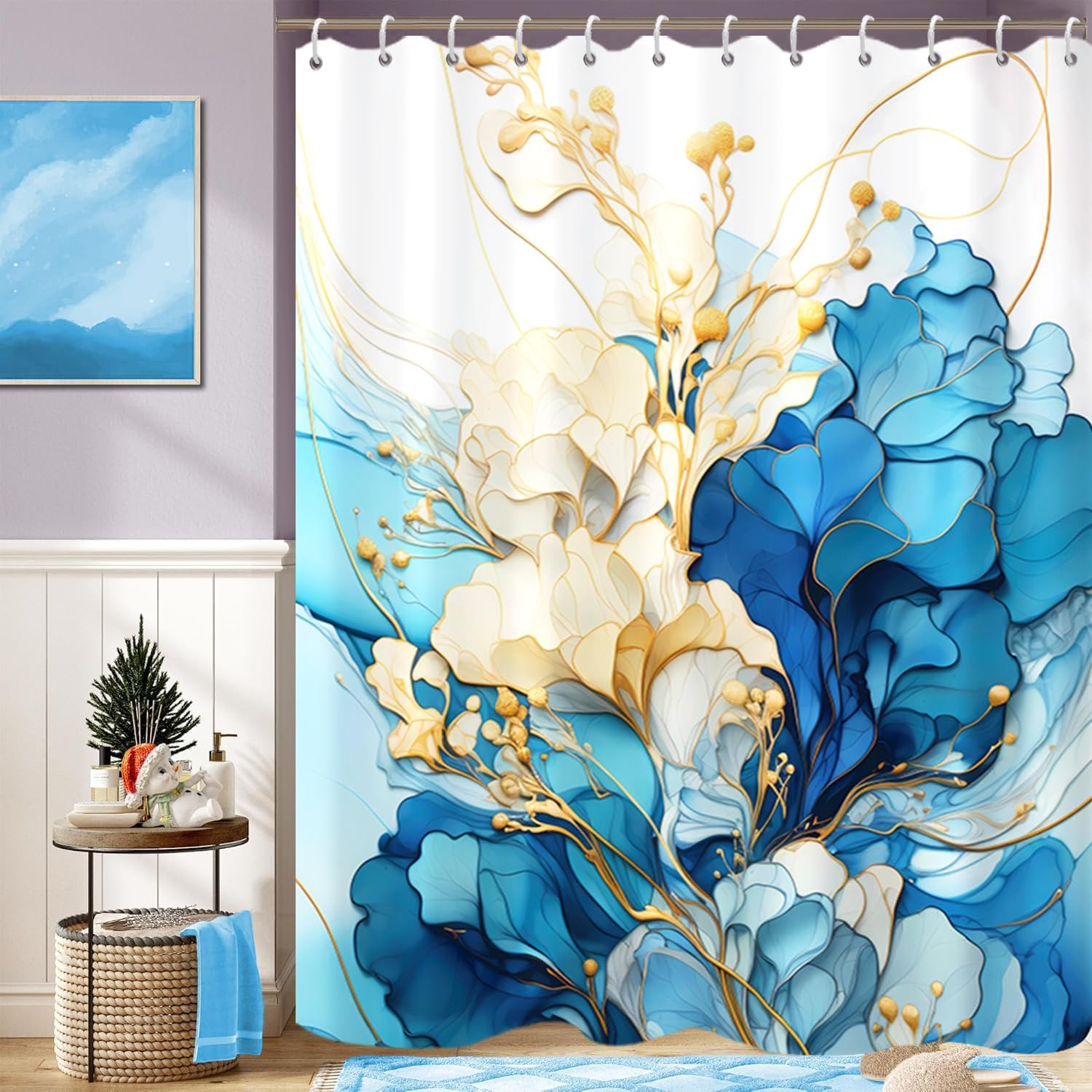Custom Printed Bath Curtain — custom printed polyester bath curtain detail view