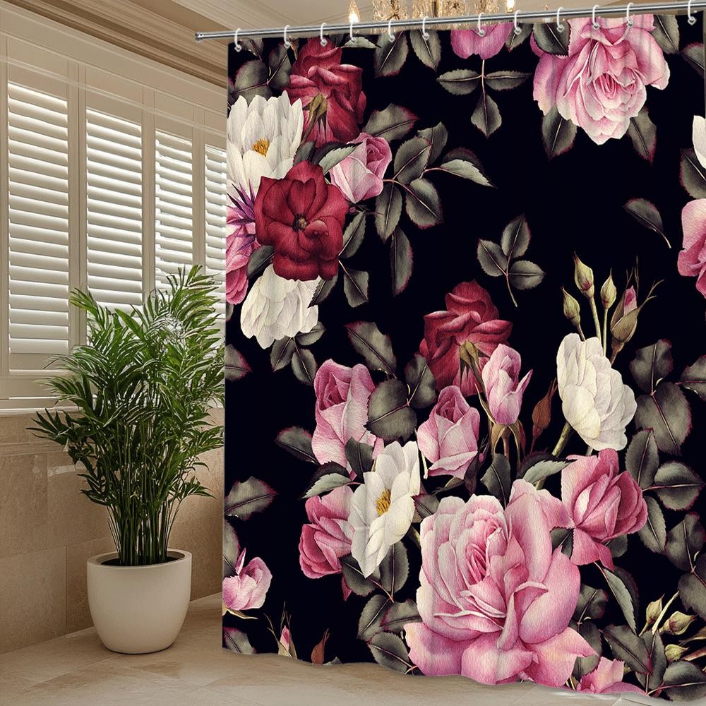 Custom Printed Bath Curtain — custom printed polyester bath curtain detail view