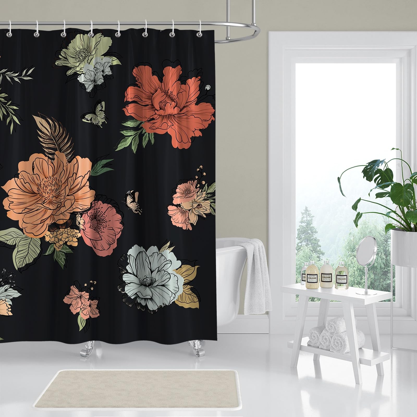Custom Printed Bath Curtain — custom printed polyester bath curtain detail view