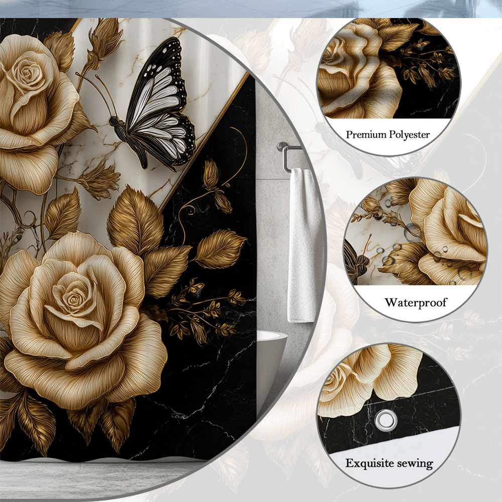 Custom Printed Bath Curtain — custom printed polyester bath curtain detail view