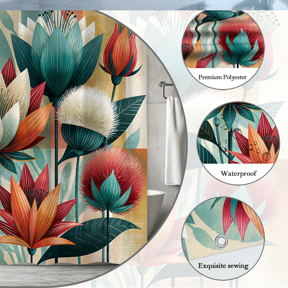 Custom Printed Bath Curtain — custom printed polyester bath curtain detail view