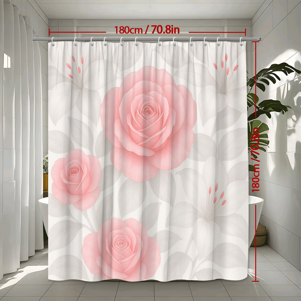 Custom Printed Bath Curtain — custom printed polyester bath curtain detail view