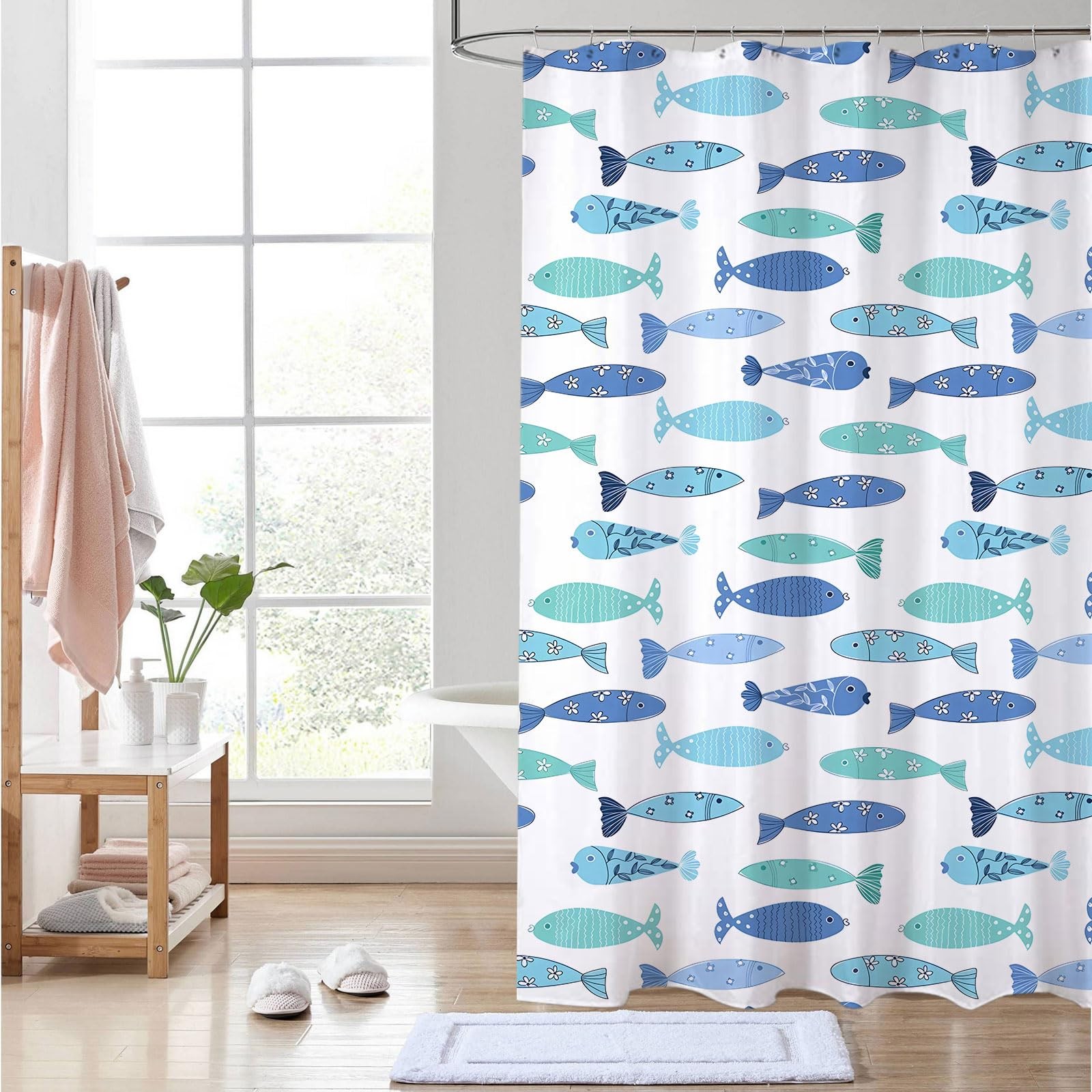 Custom Printed Bath Curtain — custom printed polyester bath curtain detail view
