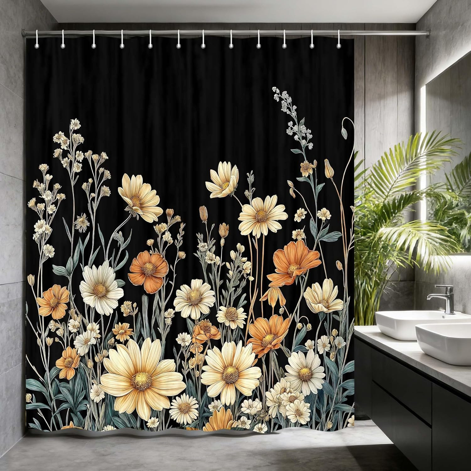Custom Printed Bath Curtain — custom printed polyester bath curtain detail view