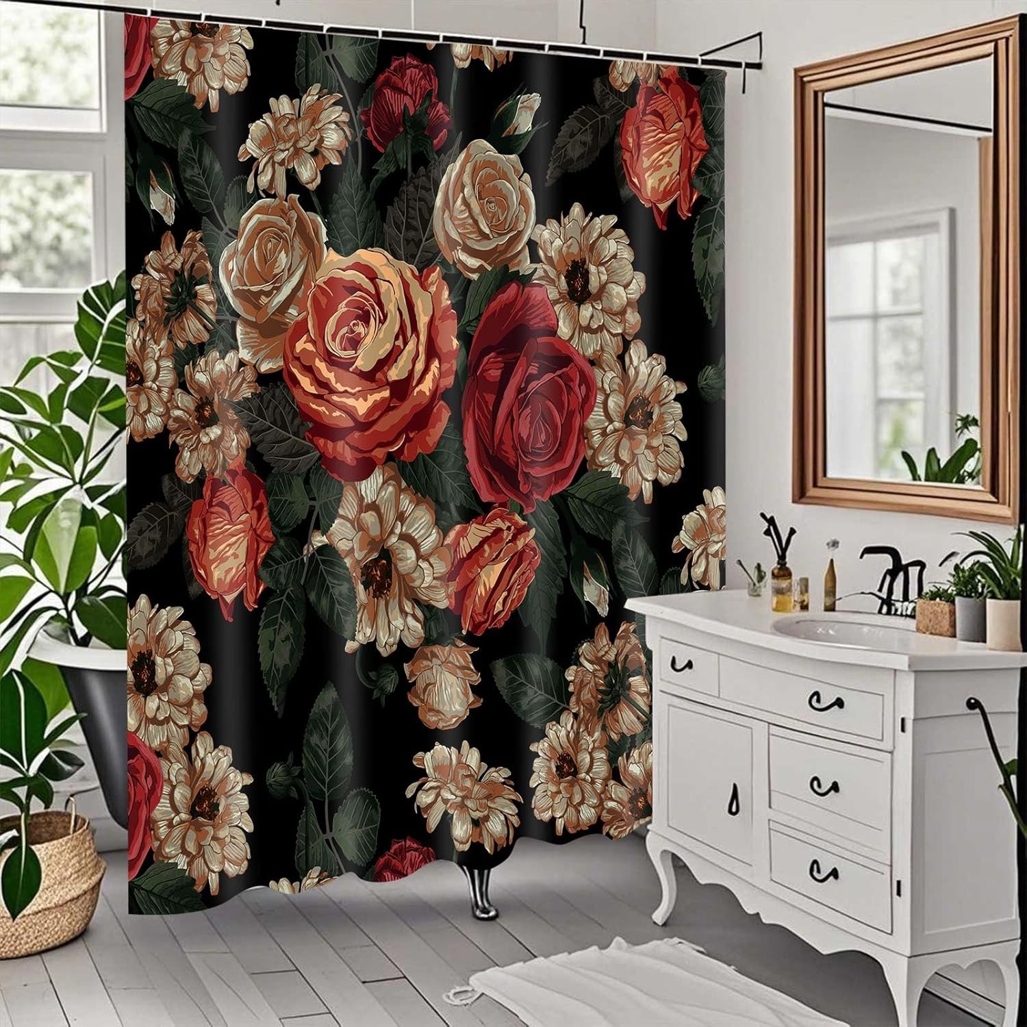 Custom Printed Bath Curtain — custom printed polyester bath curtain detail view