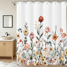 Floral Shower Curtain Flower Shower Curtains for Bathroom Pink Red Leaf Floral S — custom printed polyester bath curtain