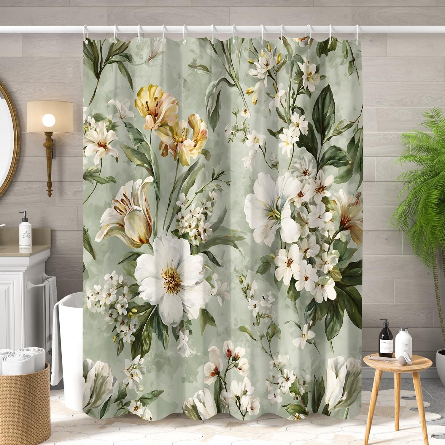 Custom Printed Bath Curtain — custom printed polyester bath curtain detail view