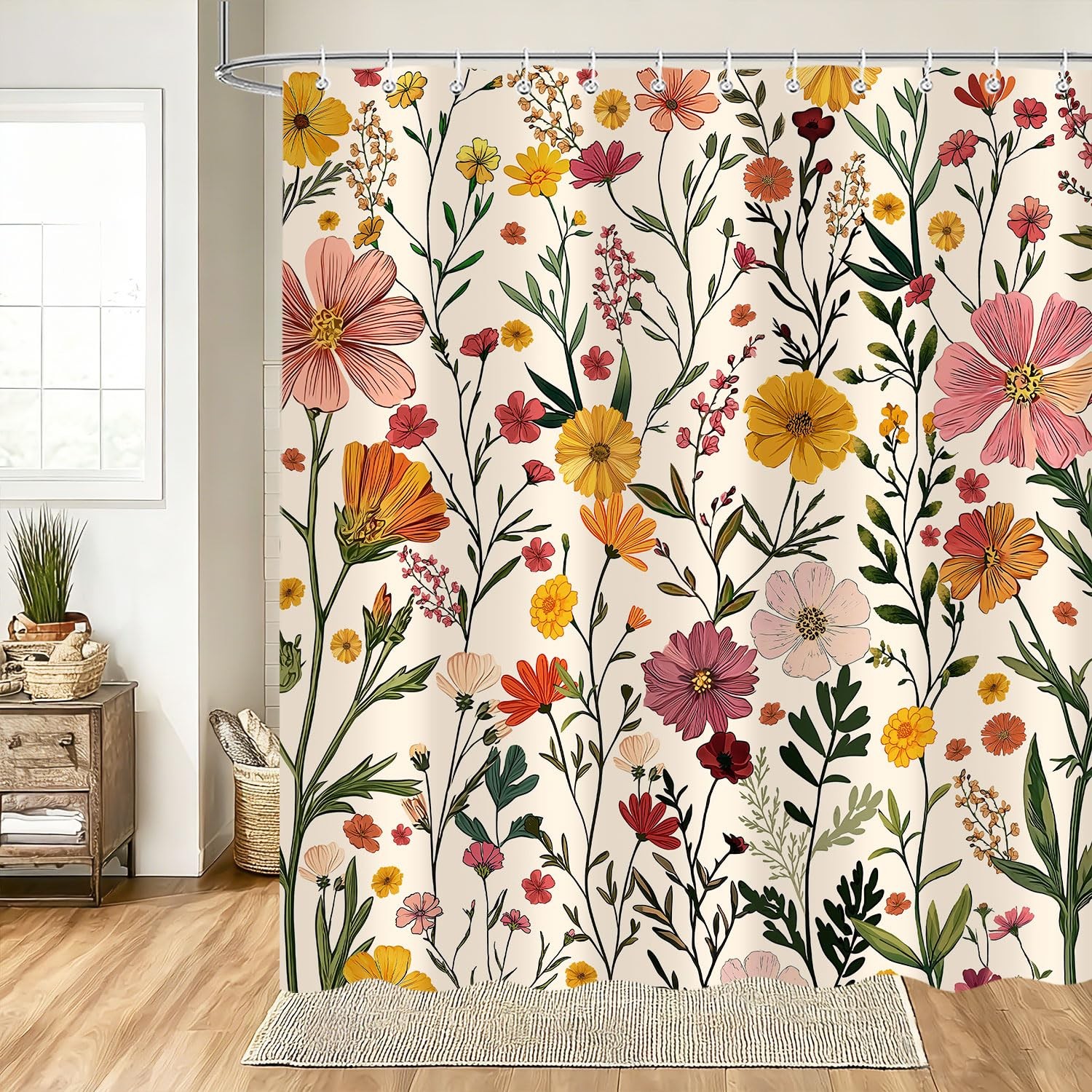Custom Printed Bath Curtain — custom printed polyester bath curtain detail view