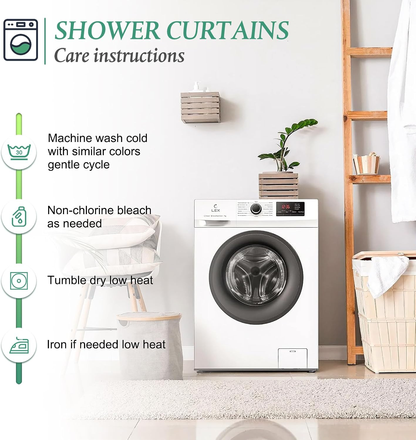 Custom Printed Bath Curtain — custom printed polyester bath curtain detail view