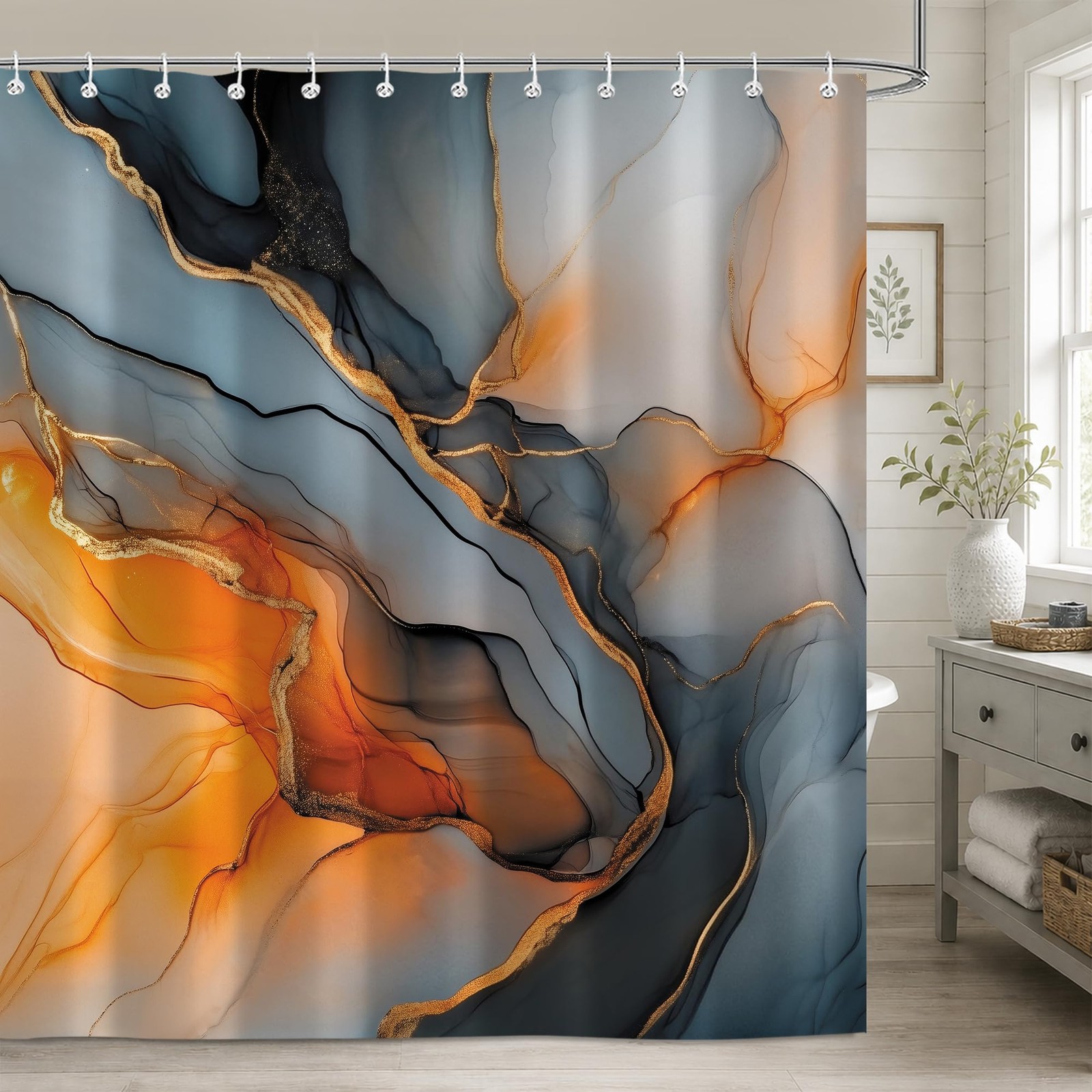 Custom Printed Bath Curtain — custom printed polyester bath curtain detail view
