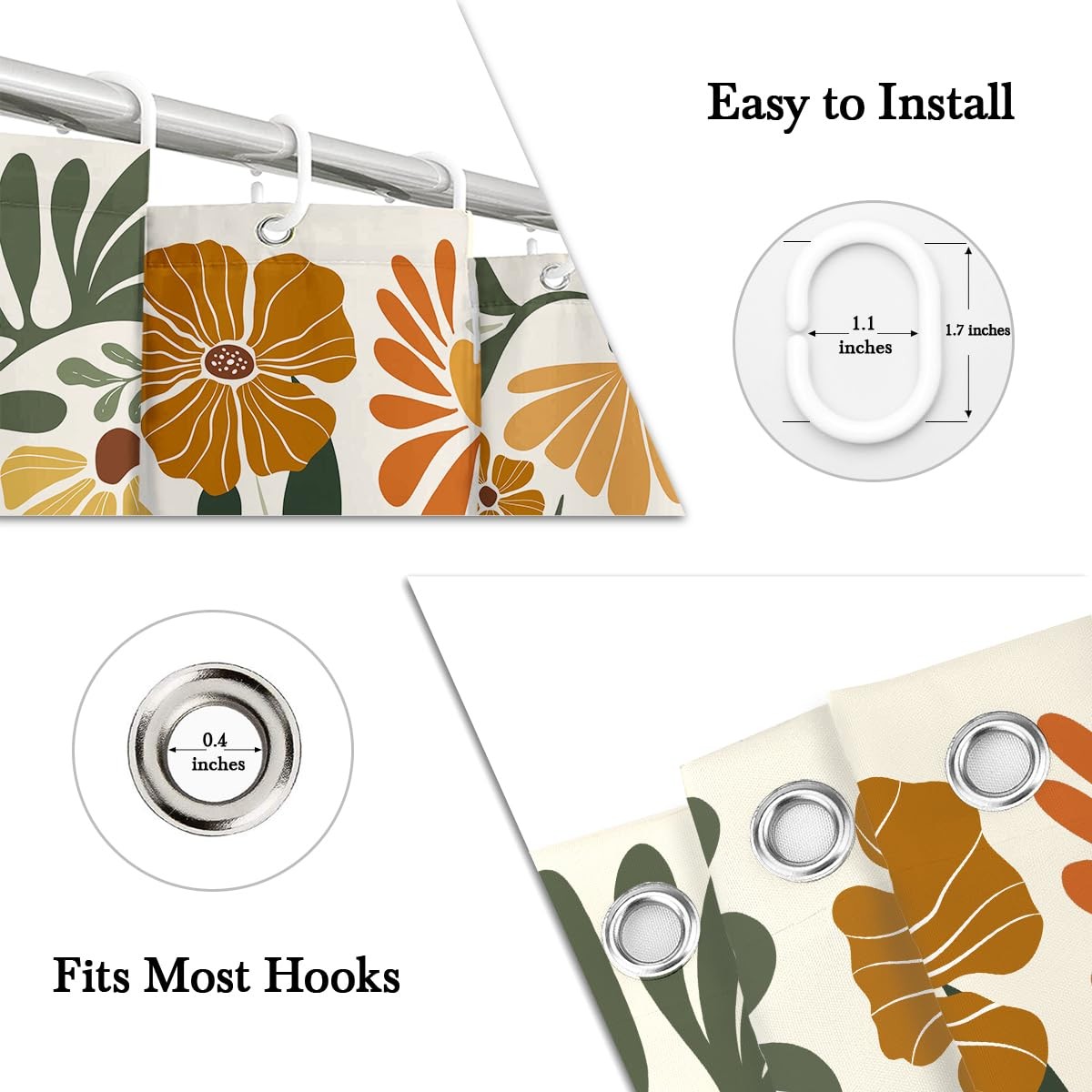 Custom Printed Bath Curtain — custom printed polyester bath curtain detail view