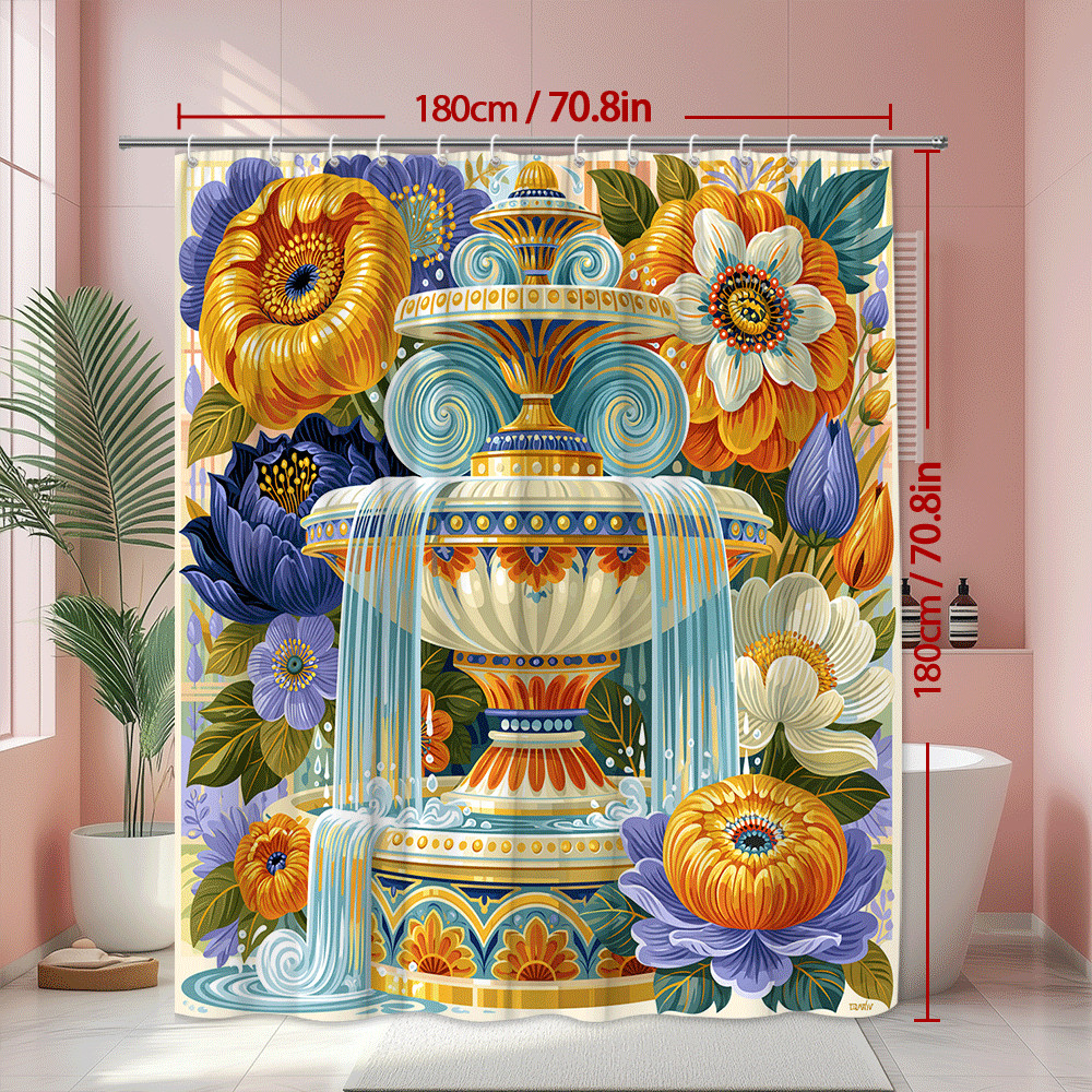 Custom Printed Bath Curtain — custom printed polyester bath curtain detail view