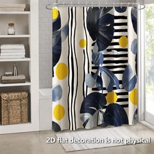1PC Waterproof Shower Curtain Abstract Tropical Leaves Dots for Bathroom Decor — custom printed polyester bath curtain